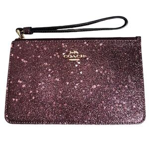 Coach Glitter Heart Maroon Wristlet